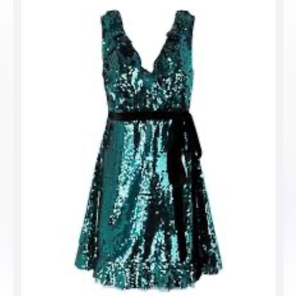 Free People | Spirulina Sequin Cocktail Dress - low back with waist tie - Size 8 - Picture 3 of 12
